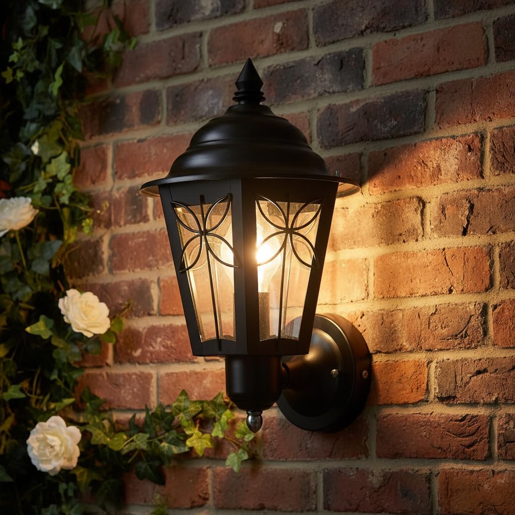 Lyse Decor Modern Waterproof Outdoor Wall Gate Light for Home Entrance, Gate Pillar and Decorative Garden and Porch Lamp (Black)