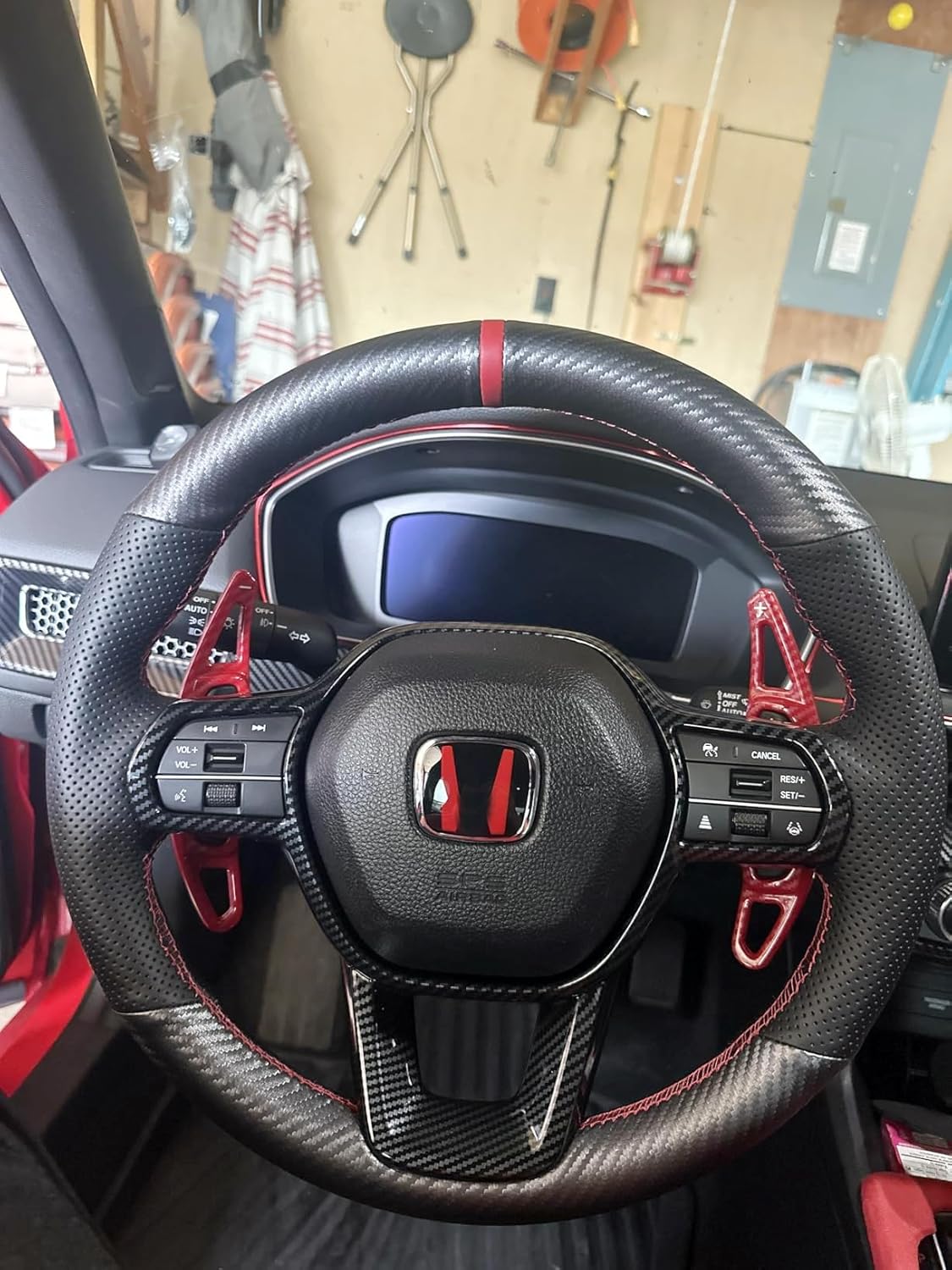 Carbon Fiber Steering Wheel Cover for Honda CR-V CRV HR-V HRV 2023 2024 2025 2026 15 inches Custom Fit OEM Hand Stitched DIY Leather Interior Accessories