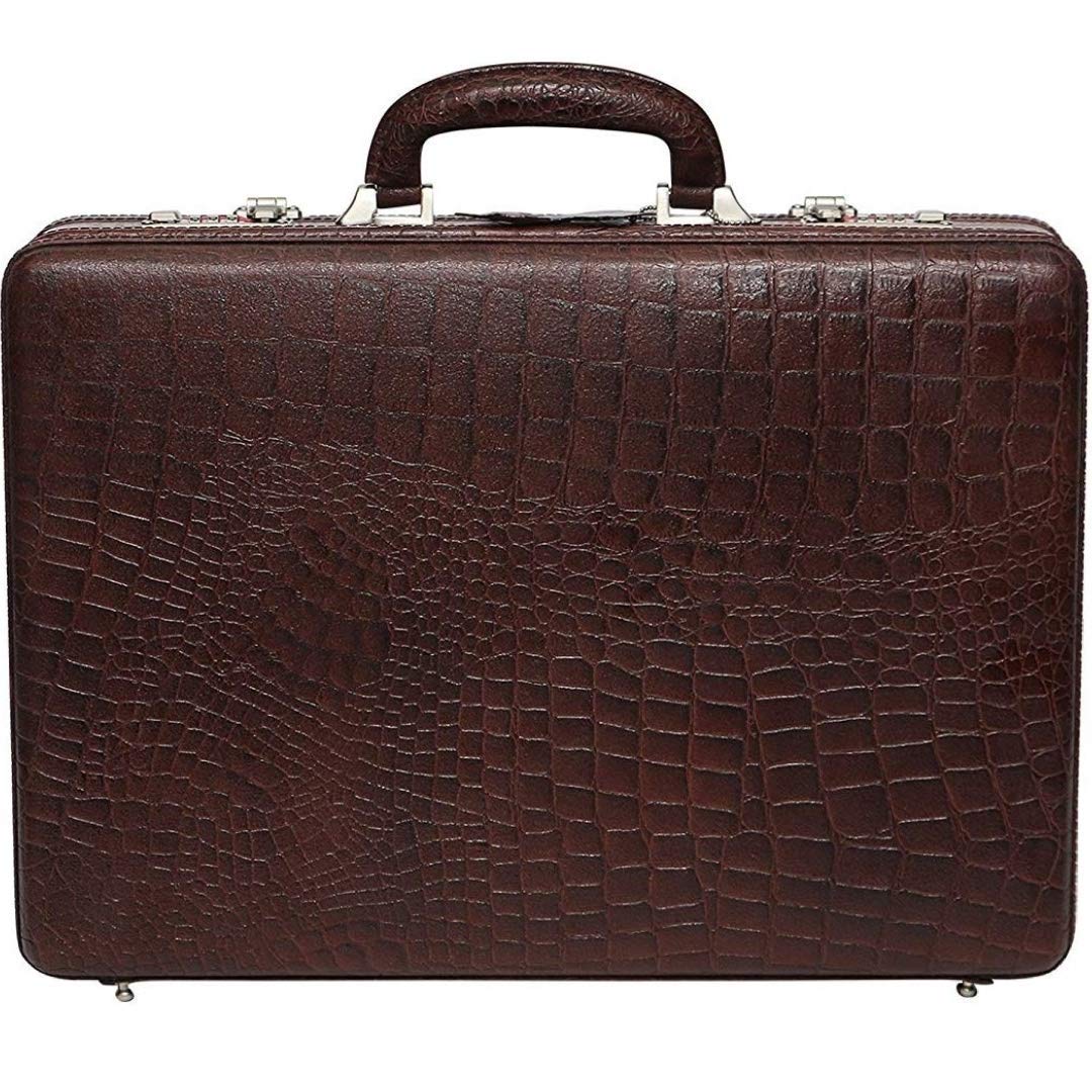 Hifly Leather Accessories 18 Inch Croco Expandable Men's Leather Briefcases Office Bag Color Brown