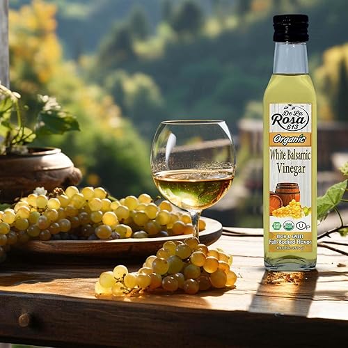 Miniatura 6 de De La Rosa - Vinagre balsámico blanco orgánico, envejecido en barricas de madera españolas, Kosher para Pascua, vegano y sin gluten, ideal para