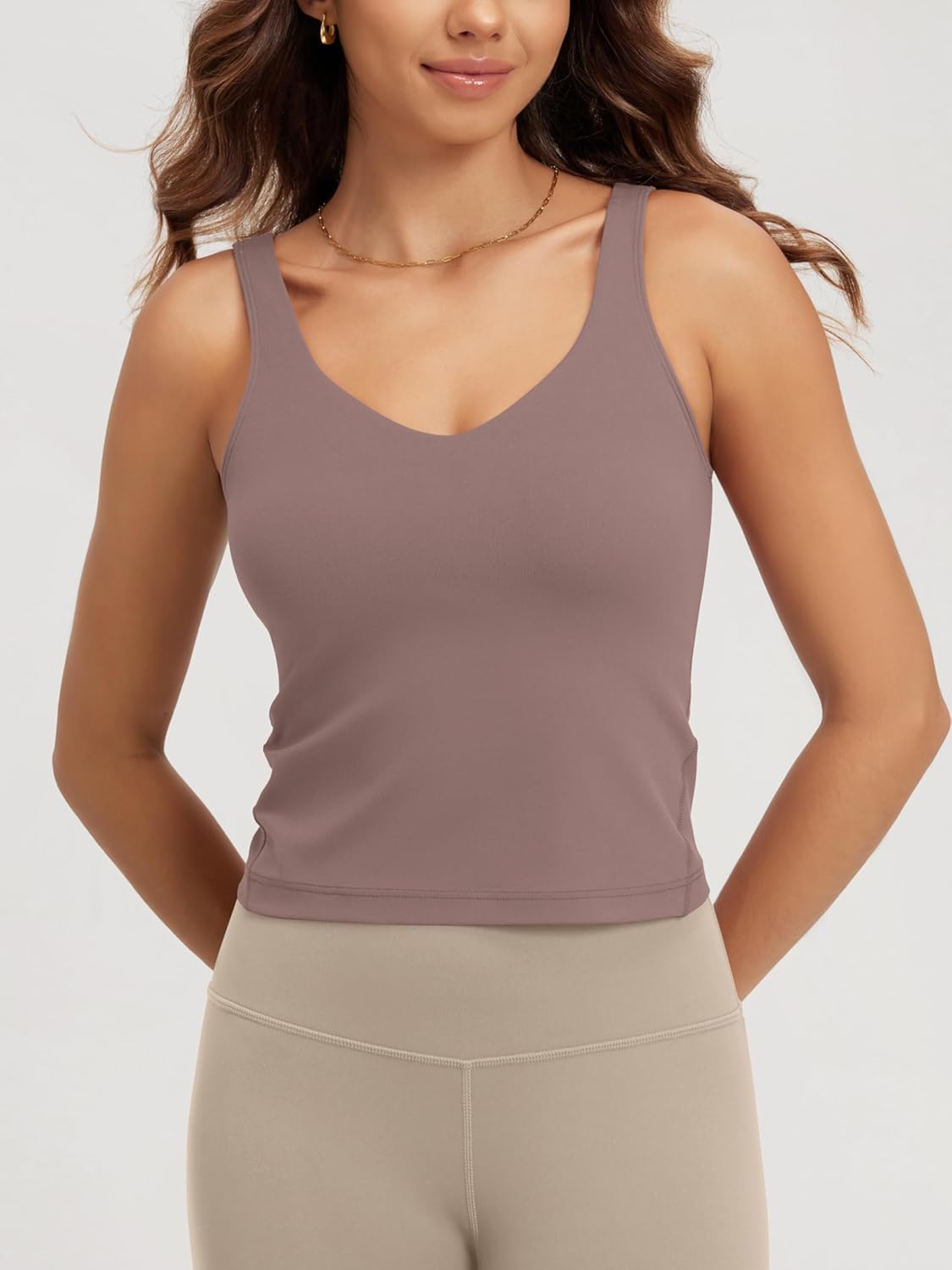 ODODOS Cloud Feeling Tank Bra for Women U Back Wirefree Longline Sports Bra Yoga Top with Removable Pads - Image 2