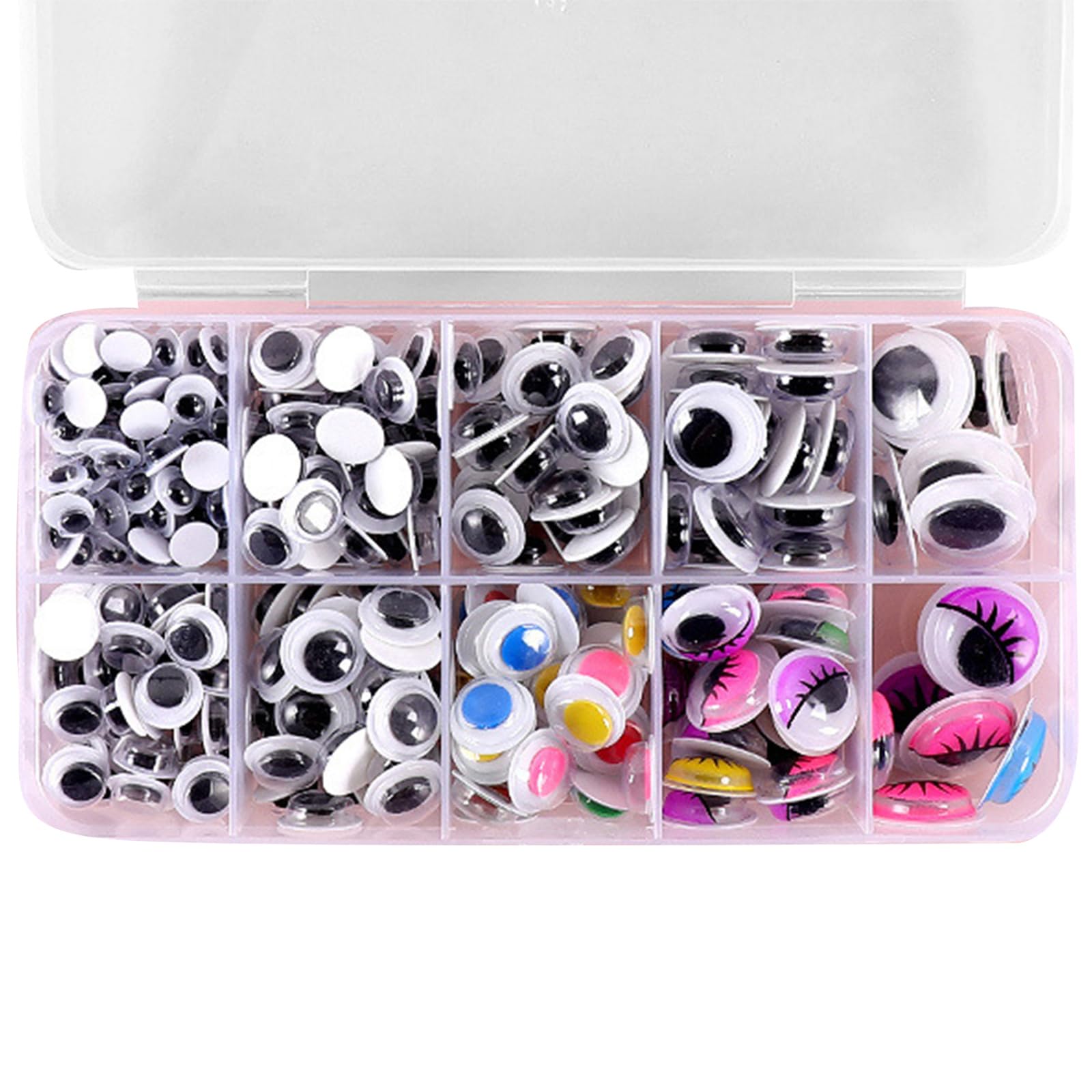 PANGBOER 260/350 / 750 / 1380Pcs Wiggle Eyes Adhesive Craft Eyes Sticker for Scrapbooking Crochet Doll Art Craft Toy Accessories Wiggle