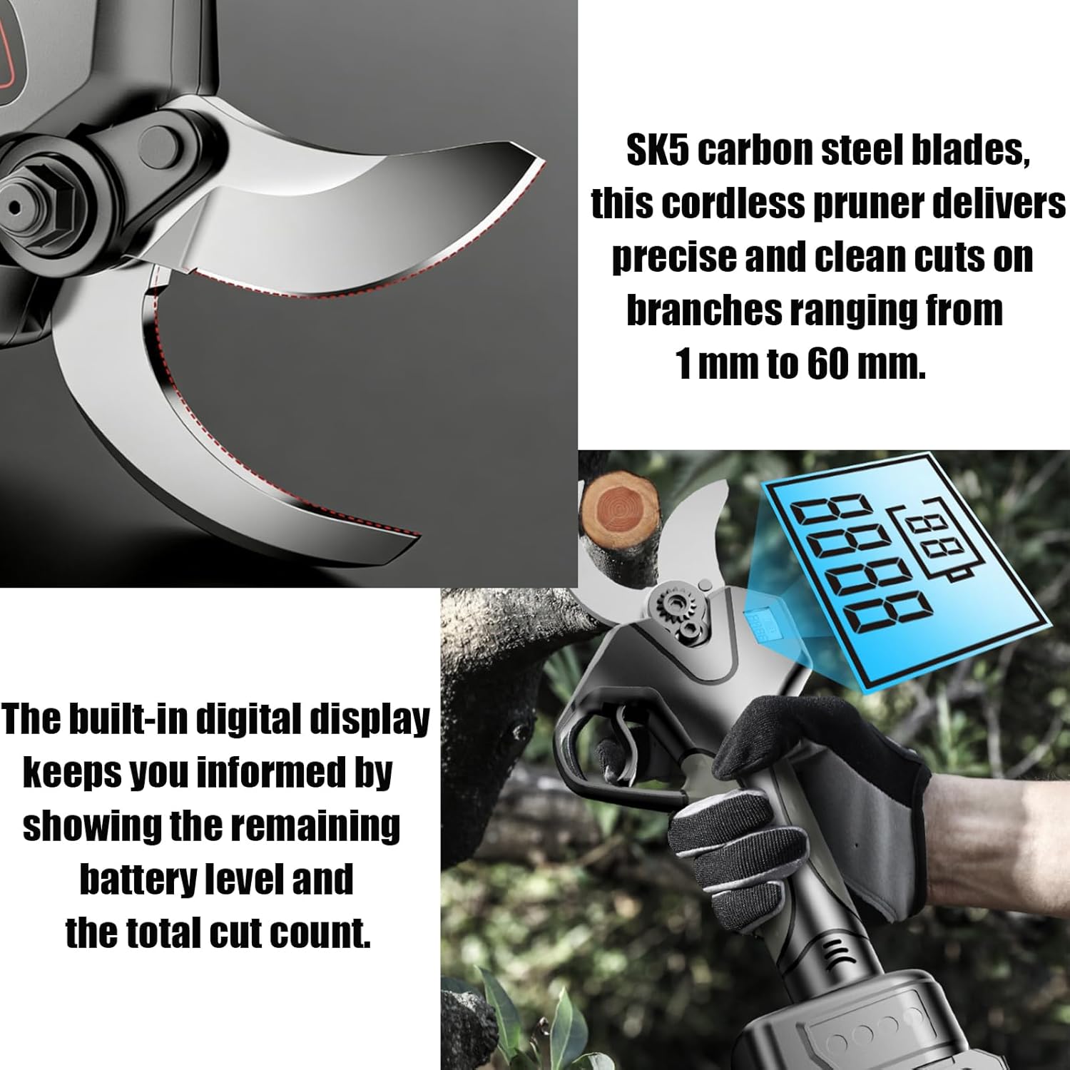 Heavy Duty Cordless Electric Pruning Shears, 4.2-7.1ft Telescoping Pole for High Branches, Brushless Motor, 2 Batteries & Charger Included