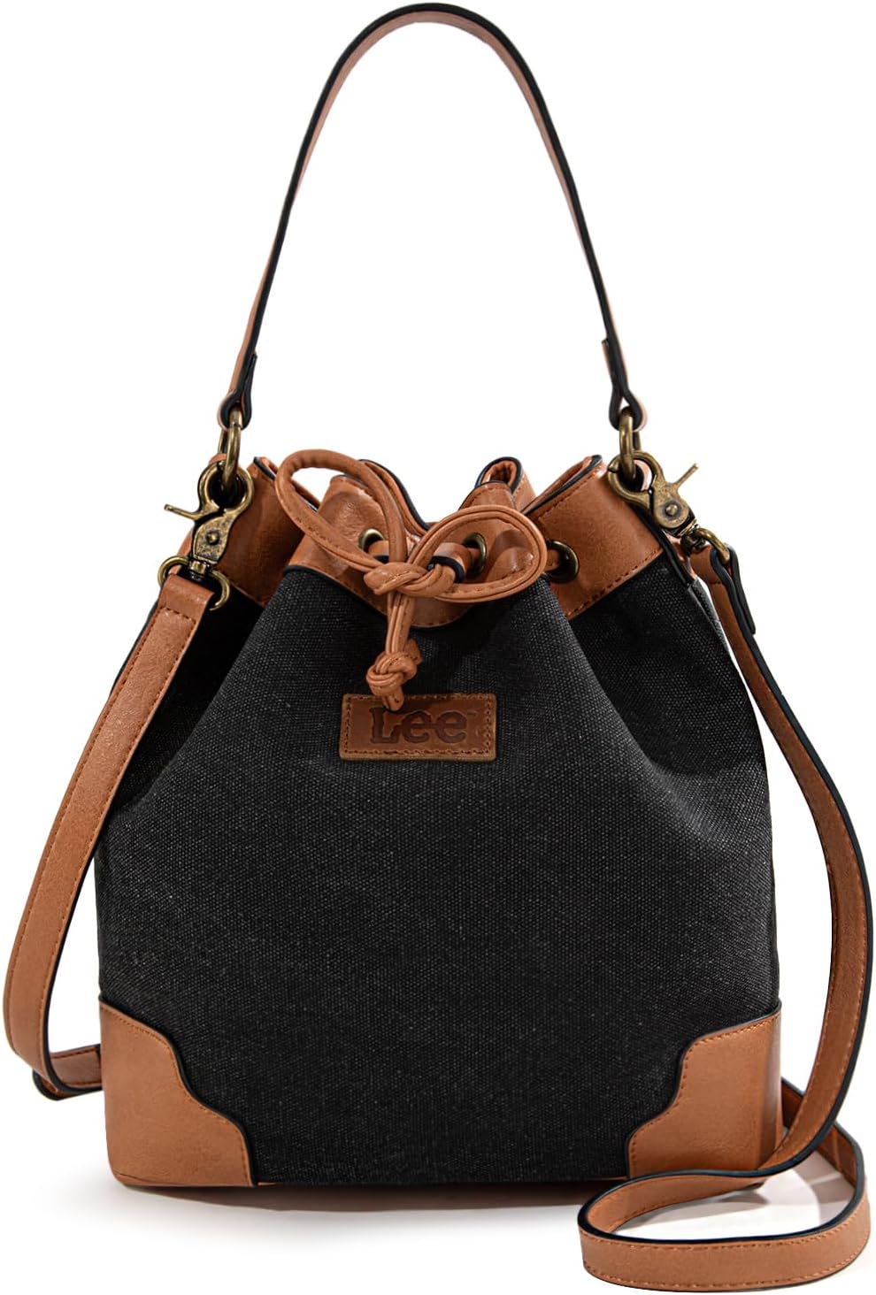 Montana West x Lee Bucket Bag for Women Drawstring Hobo Purses Crossbody Shoulder Handbags with Detachable Straps