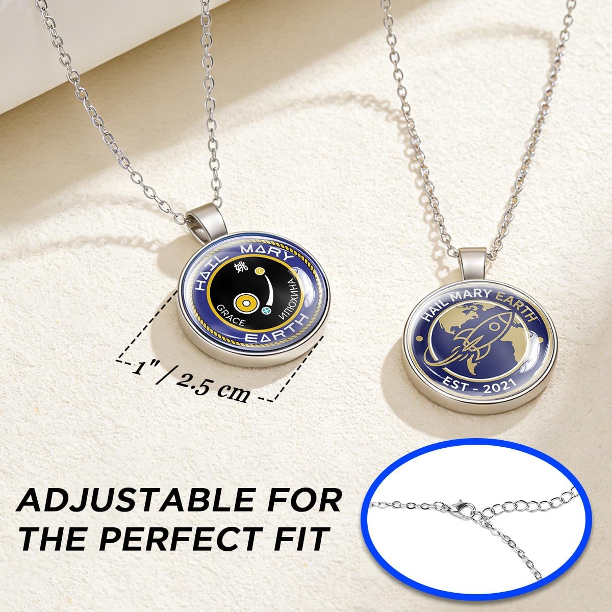 AICase for Project Hail Mary Merch Double-Sided Pendant Necklace, for Movie Jewelry Gifts Outfits Shirt Tshirt Shirts Accessories Stuff Merchandise for Fans Women Men Birthday Book Lovers Mothers Day