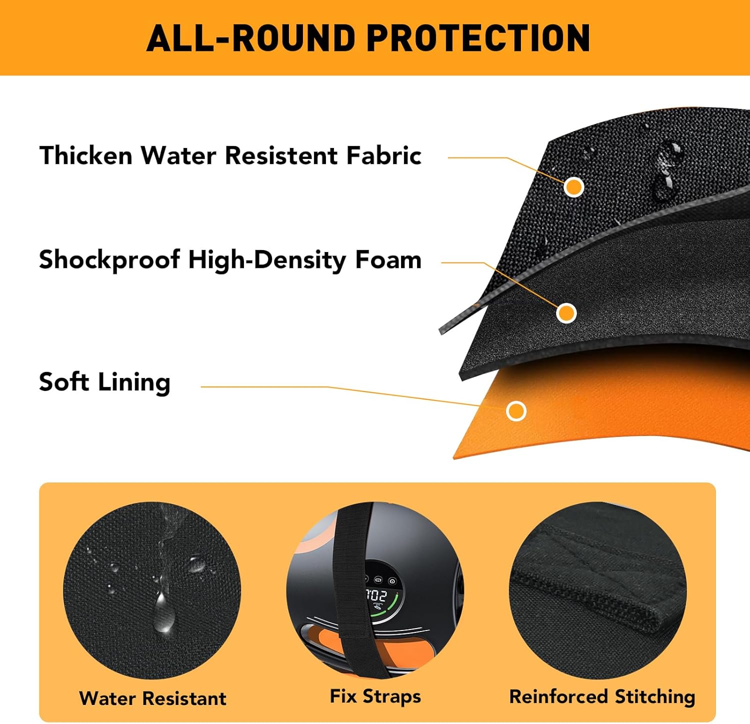 Water Resistant Carrying Bag Compatible with OutdoorMaster SHARK/Dolphin SUP Paddle Board Pump,Portable Case for Electric Paddle Board Pump Accessories,Bag Only