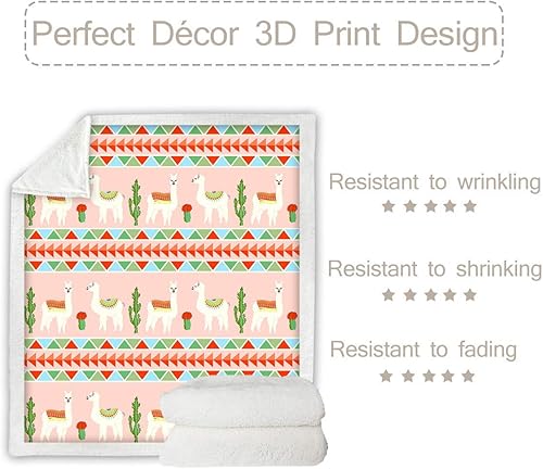 Miniatura 9 de Sleepwish Manta Sherpa de llama tamaño individual para mujeres adultas, manta de forro polar, bonita manta suave para sofá, silla, cama, oficina,