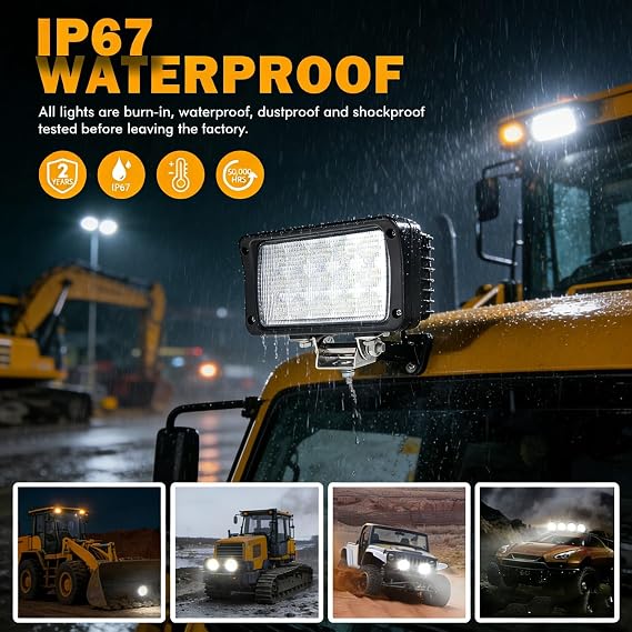 LED Truck Work Light, Heavy Duty Flood Fog Light 12V 24V 5500 Lumen
