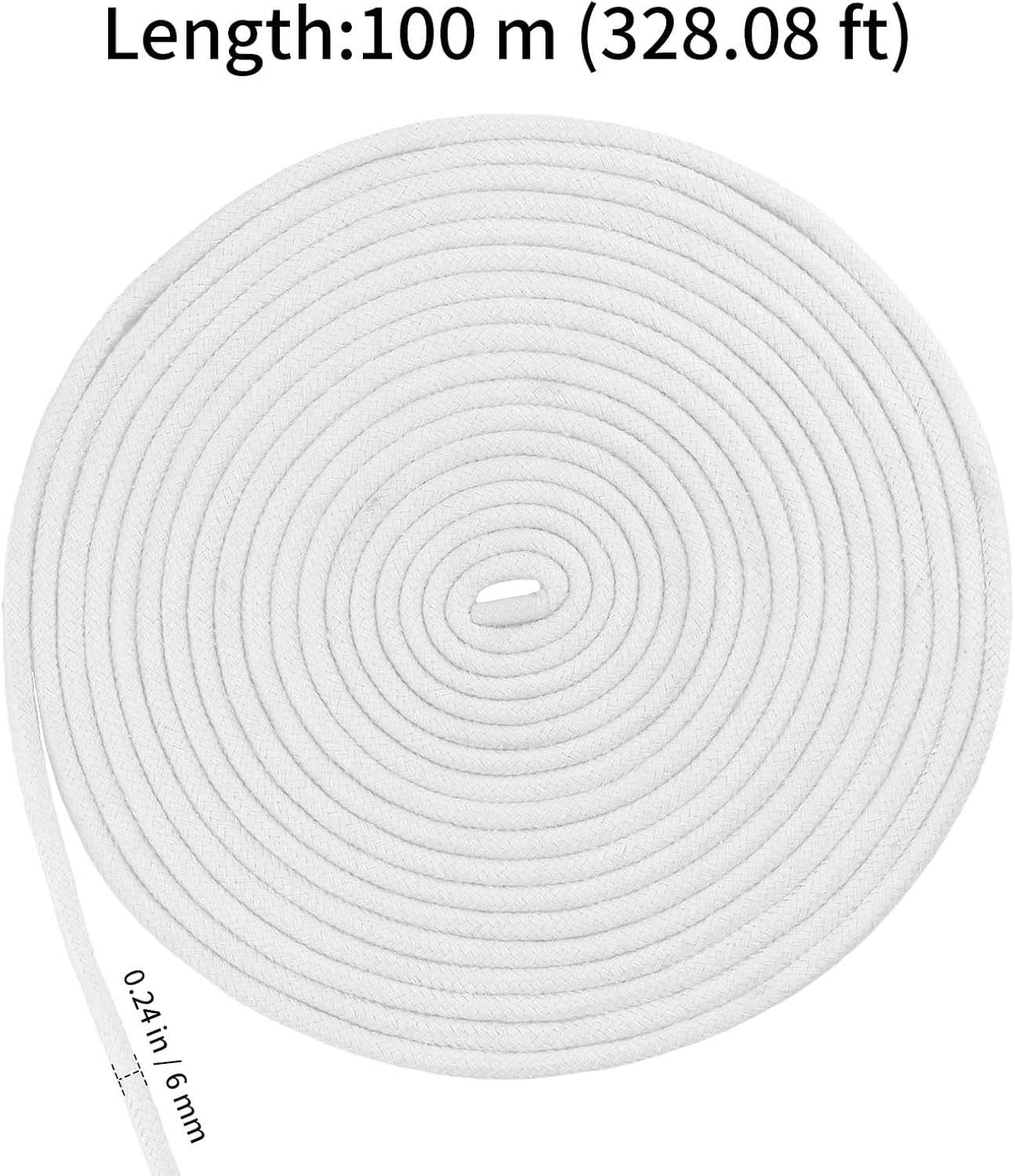 SHEUTSAN Cotton Clothesline Rope, 1/4 Inch x 328 Ft, White, for DIY Crafts and Home Decor