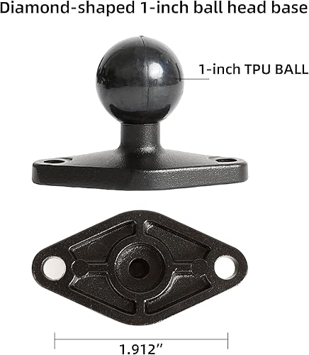 Miniatura 5 de Montaje de rosca resistente de 14 "-20 brazo largo de aluminio de 5.91 pulgadas con cabeza de bola doble y bola de 1" - Base rómbica - Se adapta a