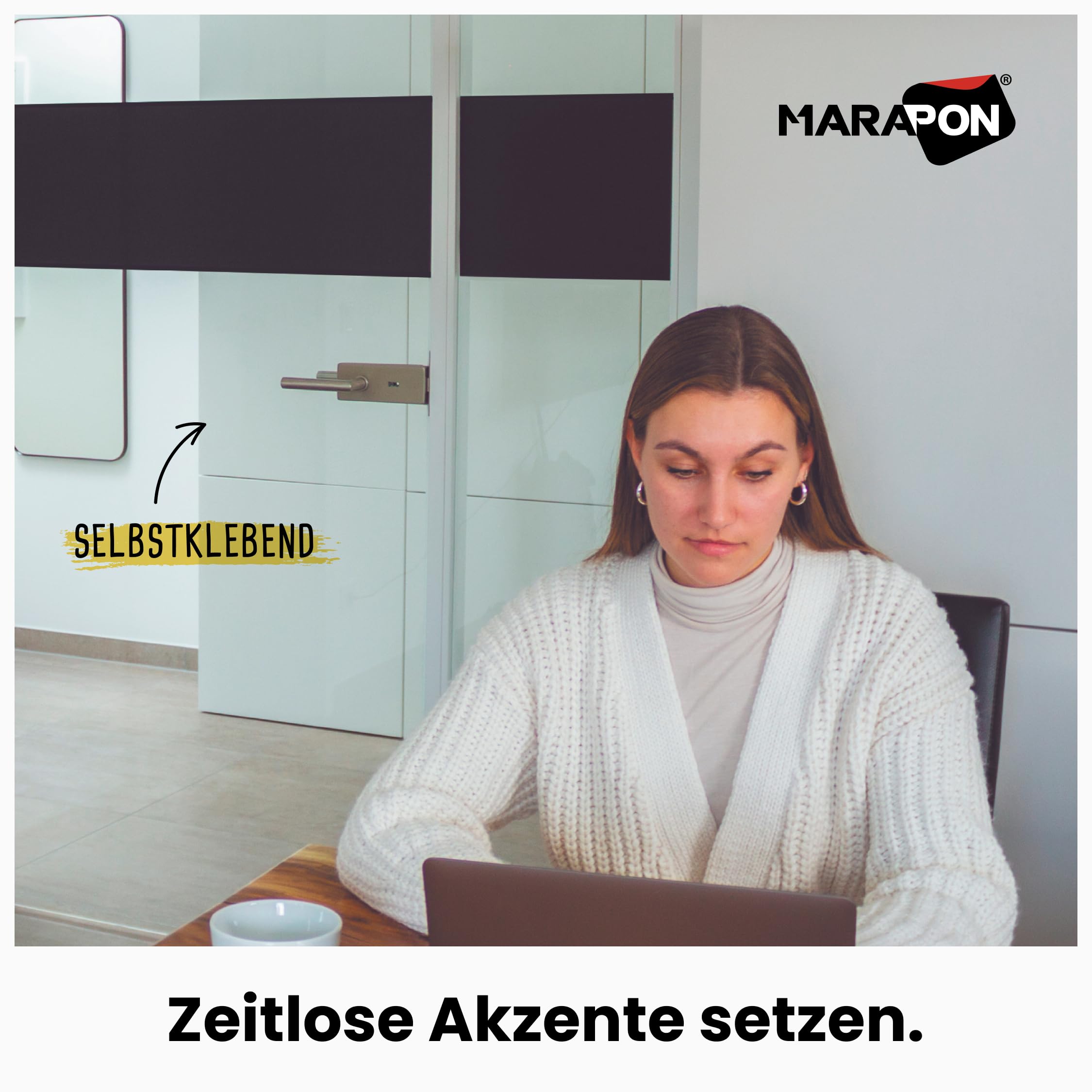 MARAPON® Fensterfolie Blickdicht von außen [0.60x2 m] inkl. eBook und Videoanleitung - Klebefolie Sichtschutzfolie für Fenster - Milchglas Blackout - Folie für Fenster Sichtschutz Küche Bad Büro – Bild 3