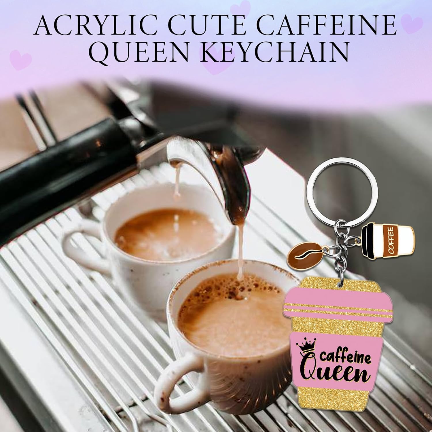 Coffee Gifts For Women Mom Girl Wife Friend Acrylic Cute Coffee Keychain Caffeine Queen Keyring Coffees Lover Gifts For Coffees Drinkers Christmas Birthday Gift - Image 4