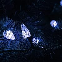 Vista 6 de Twinkle Star Guirnalda de luces de Navidad C6, 50 LED de 17 pies, funciona con pilas, con 8 modos de iluminación, luces impermeables para interiores