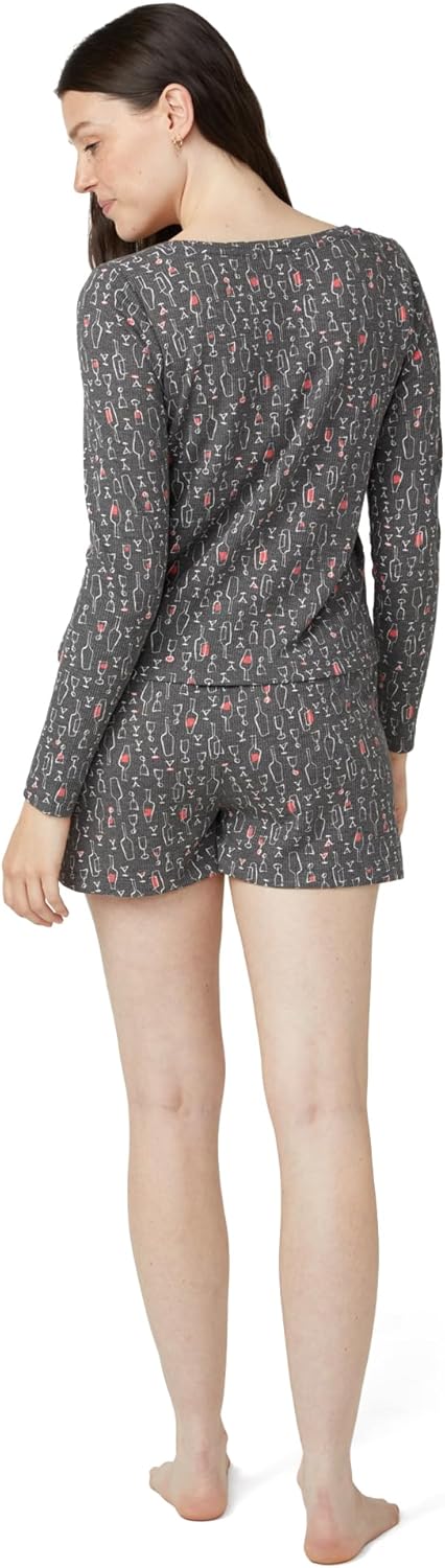 HUE Women's Pajama 2 Piece Set Includes Sleep Top and Boxer Shorts - Image 2