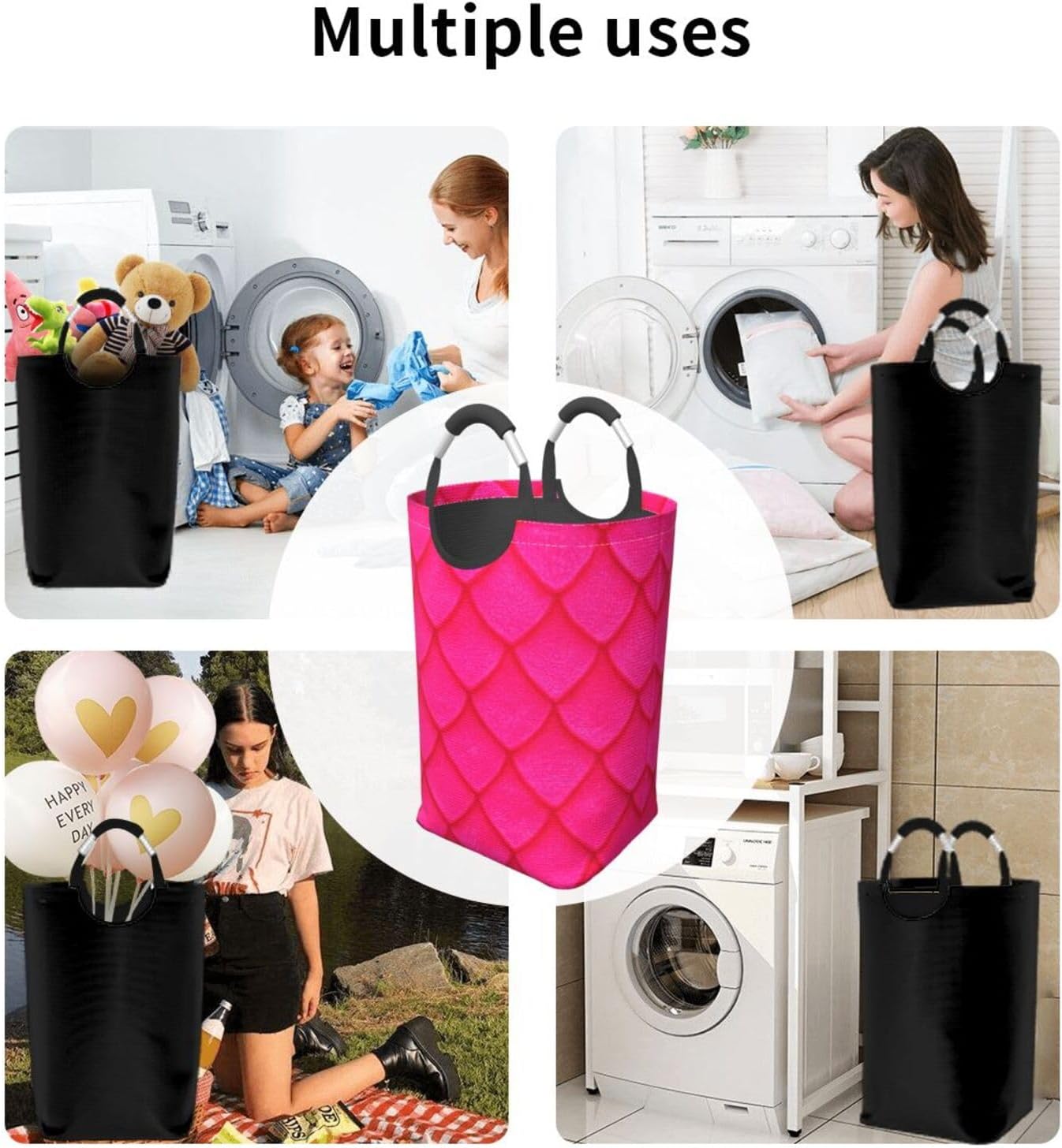 50l Laundry Basket Dragon Scales Waterproof Laundry Hamper Foldable Clothes Laundry Bag With Handles