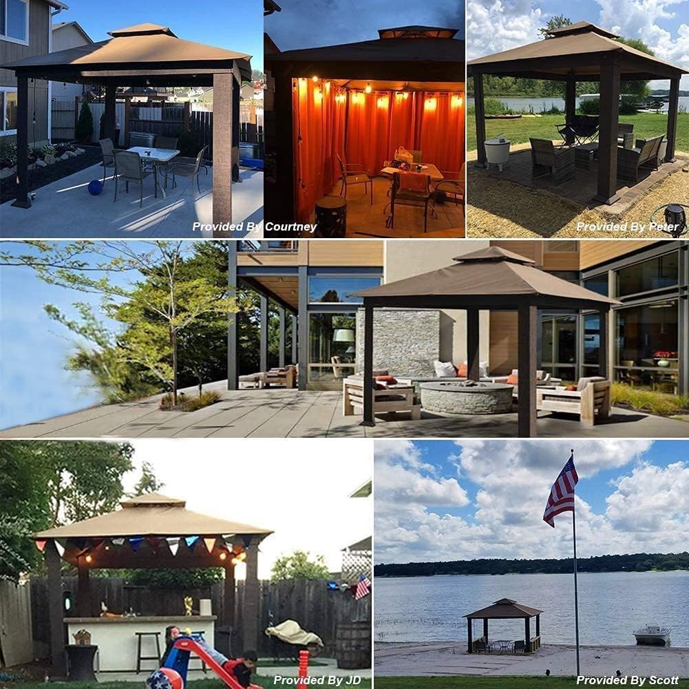 EliteShade USA 10-Year-Non-Fading 12x12ft Titan Patio Gazebo, Super Thick Sunbrella Fabric UPF 50+ UV Protection, Heavy Duty Commercial Rust-Proof Aluminum Frame, Windproof Vented Top Gazebo, Cocoa
