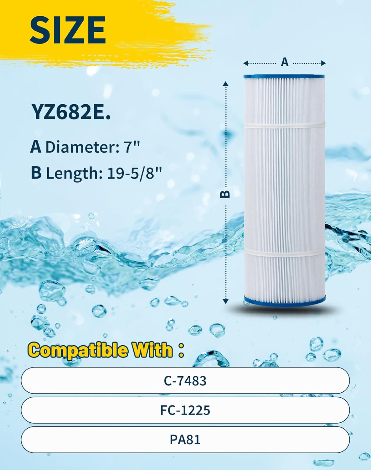 CX580XRE Swimming Pool Replacement Filter Cartridge for Unicel C-7483 81Sq.ft FC-1225 PA81 Fits Hayward SwimClear C3025 C3030 Darlly 70811 4Pack