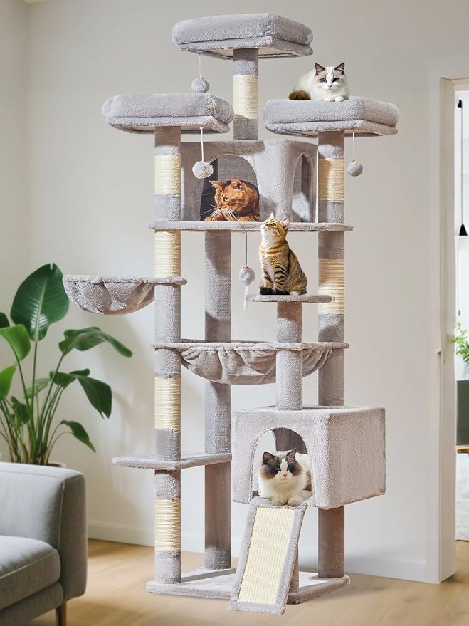 Árbol para gatos XXL de 76 pulgadas con múltiples niveles miniatura 10