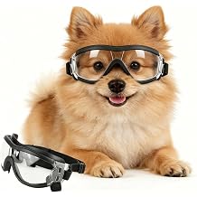 NAMSAN Clear Dog Goggles for Small Dogs, UV Protection Dog Sunglasses Small Breed, Driving Glasses for Dogs Stick Head Out Car Window, Windproof Dustproof, Adjustable, Transparent