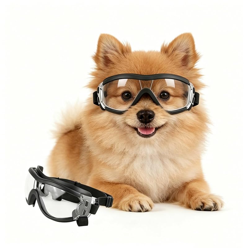 Óculos de Sol para Cães Pequenos NAMSAN com Proteção UV400 e Tiras Ajustáveis, Tactical Clear (Small)