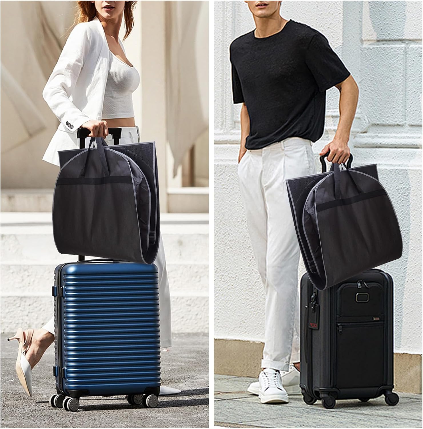 3 Pack 43" Garment Bag Suit Bag Garment Bags for Travel Duffle Bags for Hanging Clothes Storage Bag Carry on Garment Bag, Ideal for Wardrobes, Blazers, Dresses, Coats