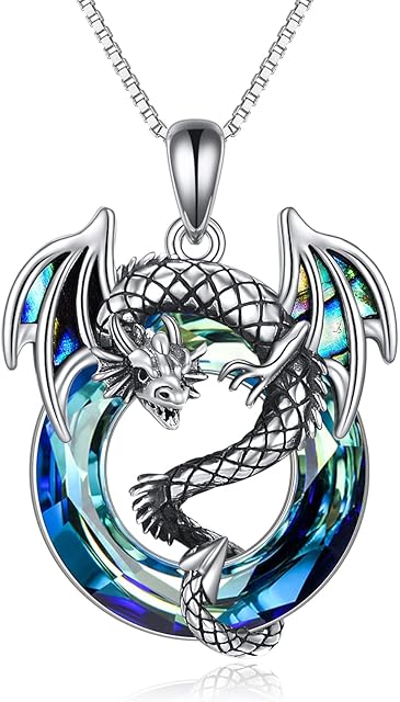 TOUPOP Sterling Silver Dragon Necklaces for Women Dragon Pendant Jewelry with Crystal Birthday Gifts for Dragon Lover