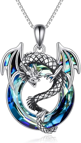 TOUPOP Sterling Silver Dragon Necklaces for Women Dragon Pendant Jewelry with Crystal Birthday Gifts for Dragon Lover