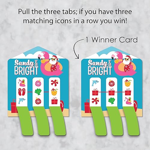 Miniatura 3 de Big Dot of Happiness Tropical Christmas - Juego de 12 tarjetas de encurtidos para fiesta de vacaciones de Santa en la playa, pestañas de tracción 3