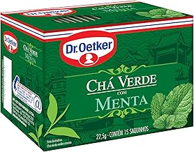Dr. Oetker Chá Verde com Menta, Bebida Quente de Simples Preparo, 15 Sachês