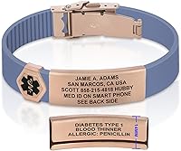 Vista 105 de Divoti Pulsera de identificación de alerta médica grabada personalizada, grabado láser de doble cara, pulsera de silicona, cierre de seguridad