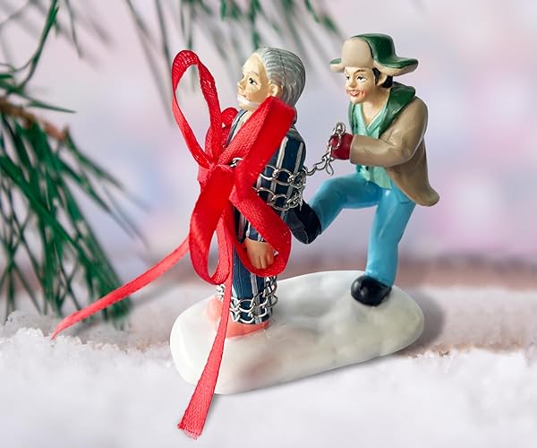 Blowind Decorative Figurine, Prisoner Chained to Captor,Figurine Handpainted Resin Accessory from The National Lampoons Christmas Vacation Snow Village Collection