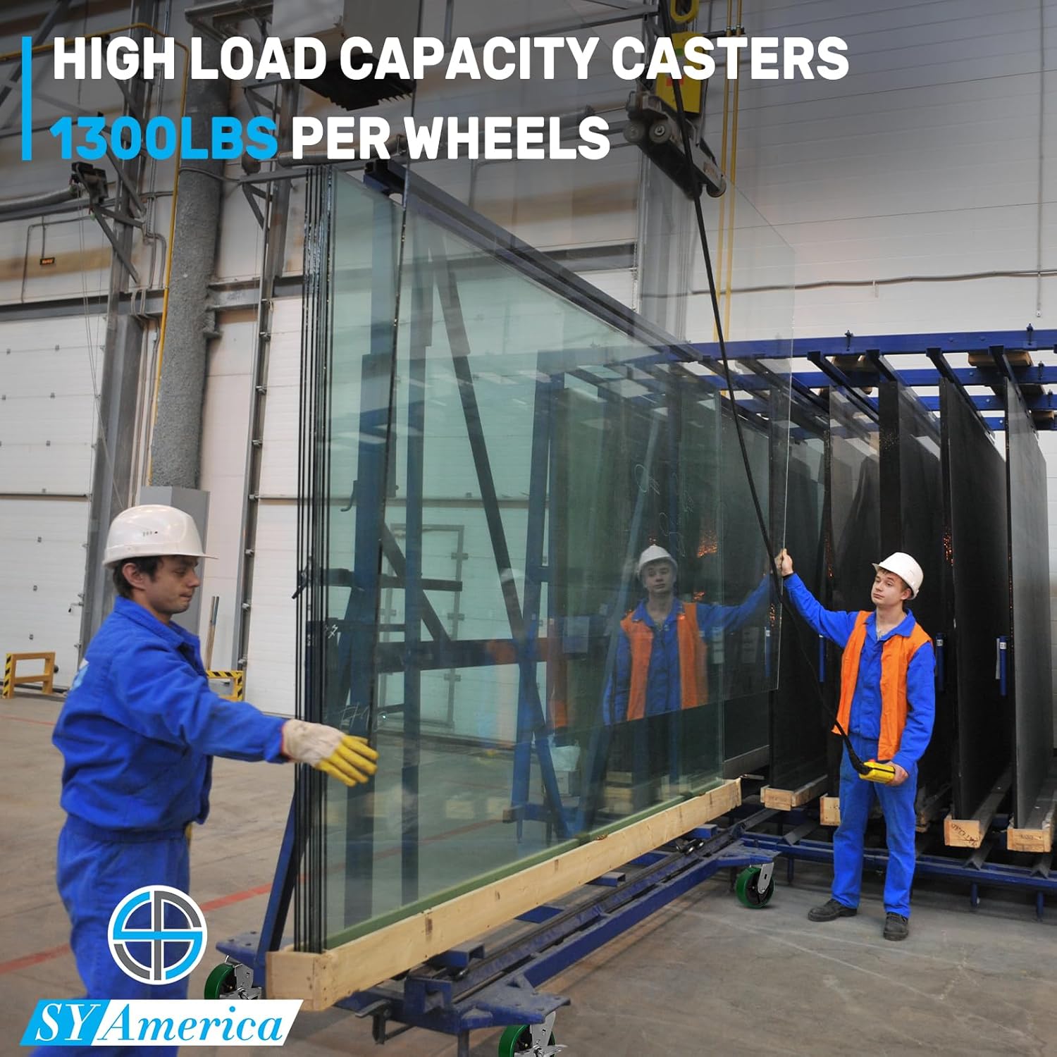 SY America 6" X 2" Industrial Casters - Heavy Duty Casters, Non-Marking Polyurethane on Cast Iron Core Wheel, 4 Swivel,5200 lbs Capacity Set of 4