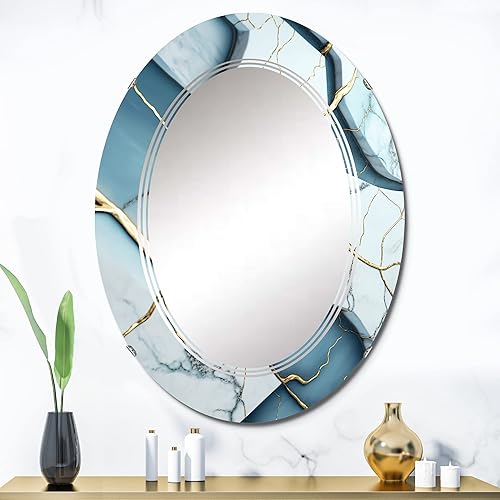 Miniatura 2 de Abstract Geode White II- Vanity Mirror, Bathroom Mirrors, Wall Mirrors for Living Room, Bedroom - Oval Mirror - Large 20'x30', 24'x36'