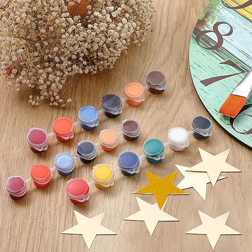 Miniatura 6 de 100 piezas de estrellas de madera de 2 pulgadas con forma de estrellas de madera sin terminar, recortes de estrellas de madera en blanco para