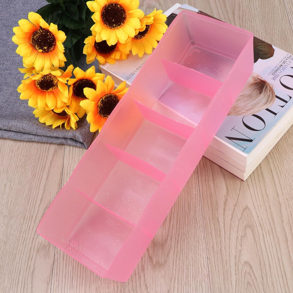 YARNOW Plastic Underwear Organizer Box with Five Grids, Socks and Gloves Storage Drawer Divider for Closet, Sturdy Plastic Material, Multi-function Underwear and Sock Storage Solution