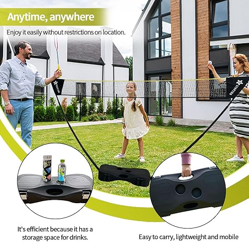 Miniatura 5 de Starzon Juego completo de red de bádminton de tenis, red portátil (9.8 pies x 6.2 pies), 2 raquetas, 2 volantes de nailon, estuche de red todo