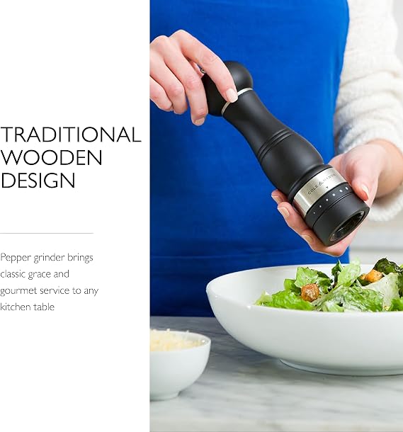 COLE & MASON Ardingly Wood Pepper Grinder - Wooden Mill Includes Gourmet Precision Mechanism and Premium Peppercorns, Dark Brown