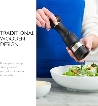 COLE & MASON Ardingly Wood Pepper Grinder - Wooden Mill Includes Gourmet Precision Mechanism and Premium Peppercorns, Dark Brown