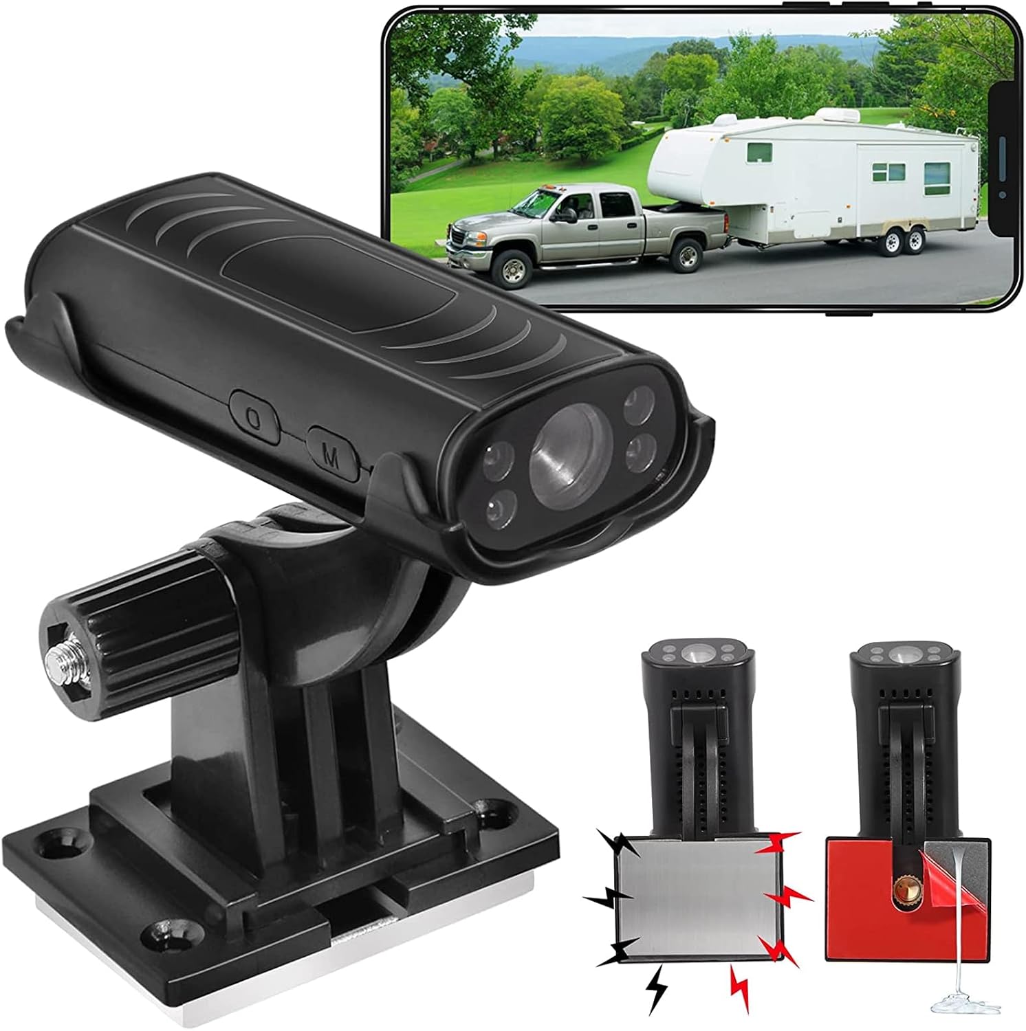 Back Up Camera, Rv Back Up, 150° Wide Angle Night Vision Camera with Magnetic and Sticky Base for Car Rv Truck Trailer Family