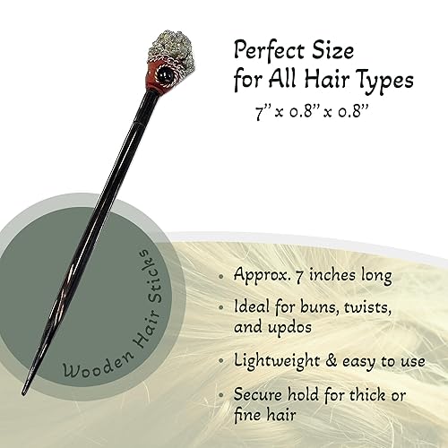 Miniatura 3 de Palo de madera Chonta con piedras preciosas curativas naturales, regalo hecho a mano para mujer, accesorios de reiki boho (pirita plateada)