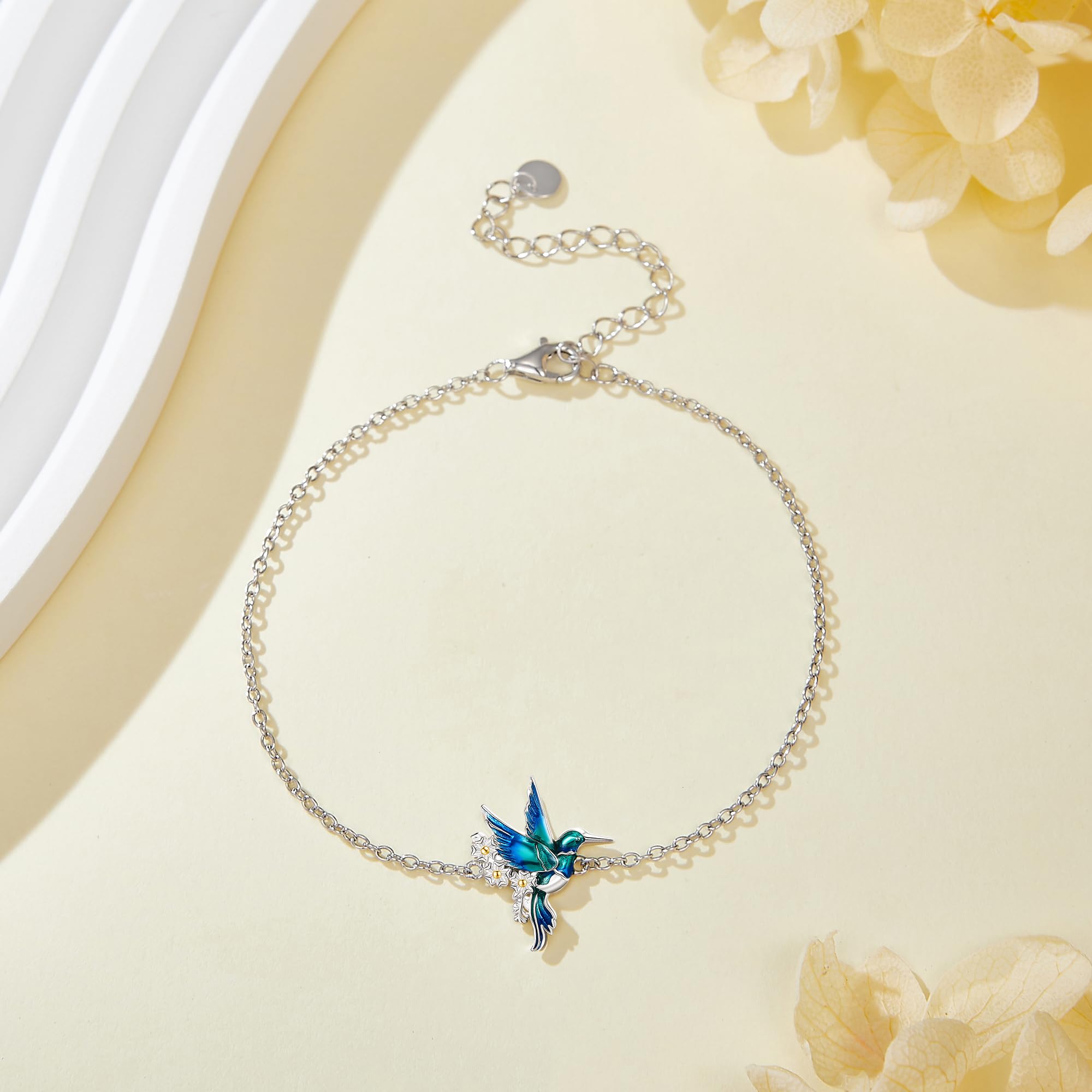 ONEFINITY Flamingo Elefante Gatto Cavallo Pinguino Colibrì Bracciale Per Donna Argento Sterling 925 Bracciale Gioielli Regalo, 15 cm, Argento, Senza Gemstone