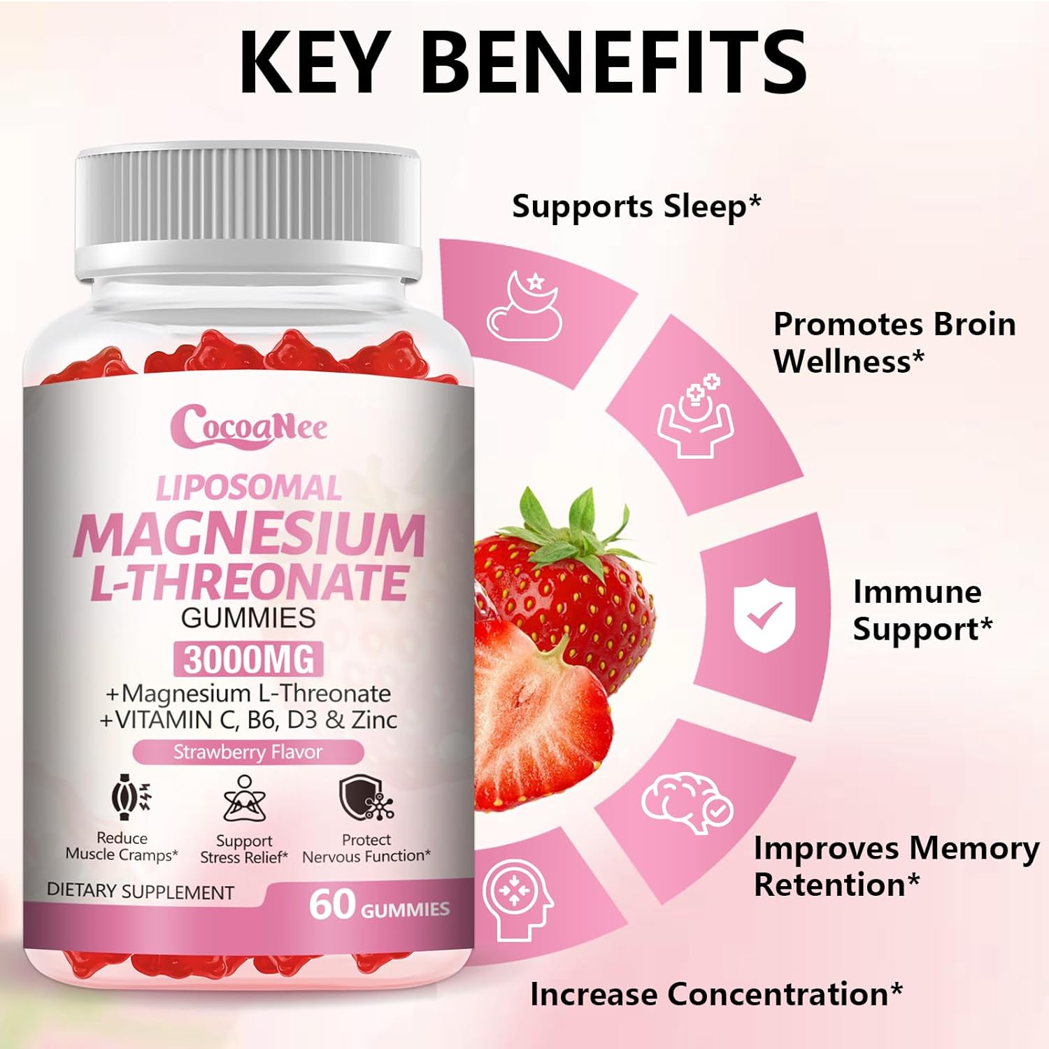 3000mg Liposomal Magnesium Threonate Gummies, Magnesium Glycinate Supplements, Liposomal Enhance 98% Absorption, Intestinal Tolerance, Muscle & Nervous System Support for Adults - Image 4