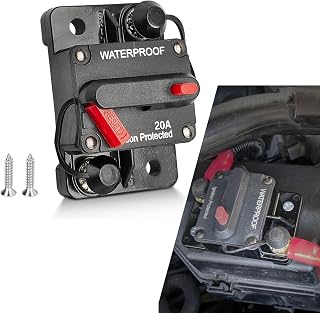 ijuicy 20 Amp Circuit Breaker, DC 12V-48V Circuit Breaker with Manual Reset Switch, Waterproof Automatic Cut-Out, Universal for Boat Car RV