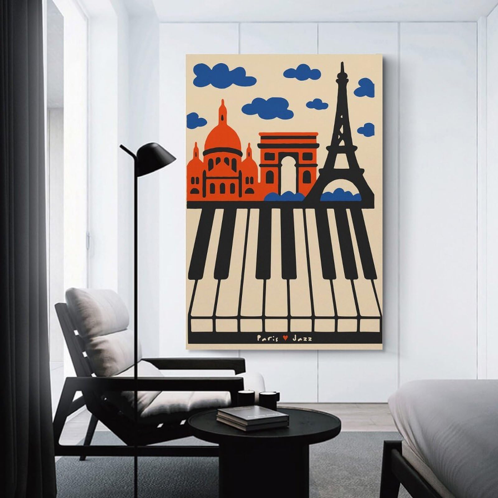 Junmoney Decorative Wall Artwork Paris Jazz, 24x36inch(60x90cm), for Living Room, Lounge Or Sitting Room, Modern Wall Decor for Cosy Interiors