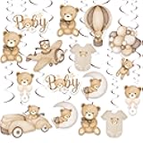 36Pcs Brown Bear Baby Shower Hanging Swirls Decorations Cute Neutral Cream Bear Ceiling Swirl Teddy Bear Them Hanging Streamers for Home Birthday Party Hanging Ornaments Supplies