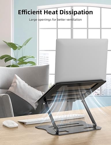 Miniatura 5 de Soporte ajustable para laptop, soporte universal ajustable de acero al carbono para computadora portátil, soporte ergonómico plegable para