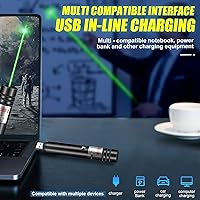 Vista 4 de Puntero láser de largo alcance 10000 pies de haz visible, puntero láser verde recargable USB de alta potencia para presentaciones