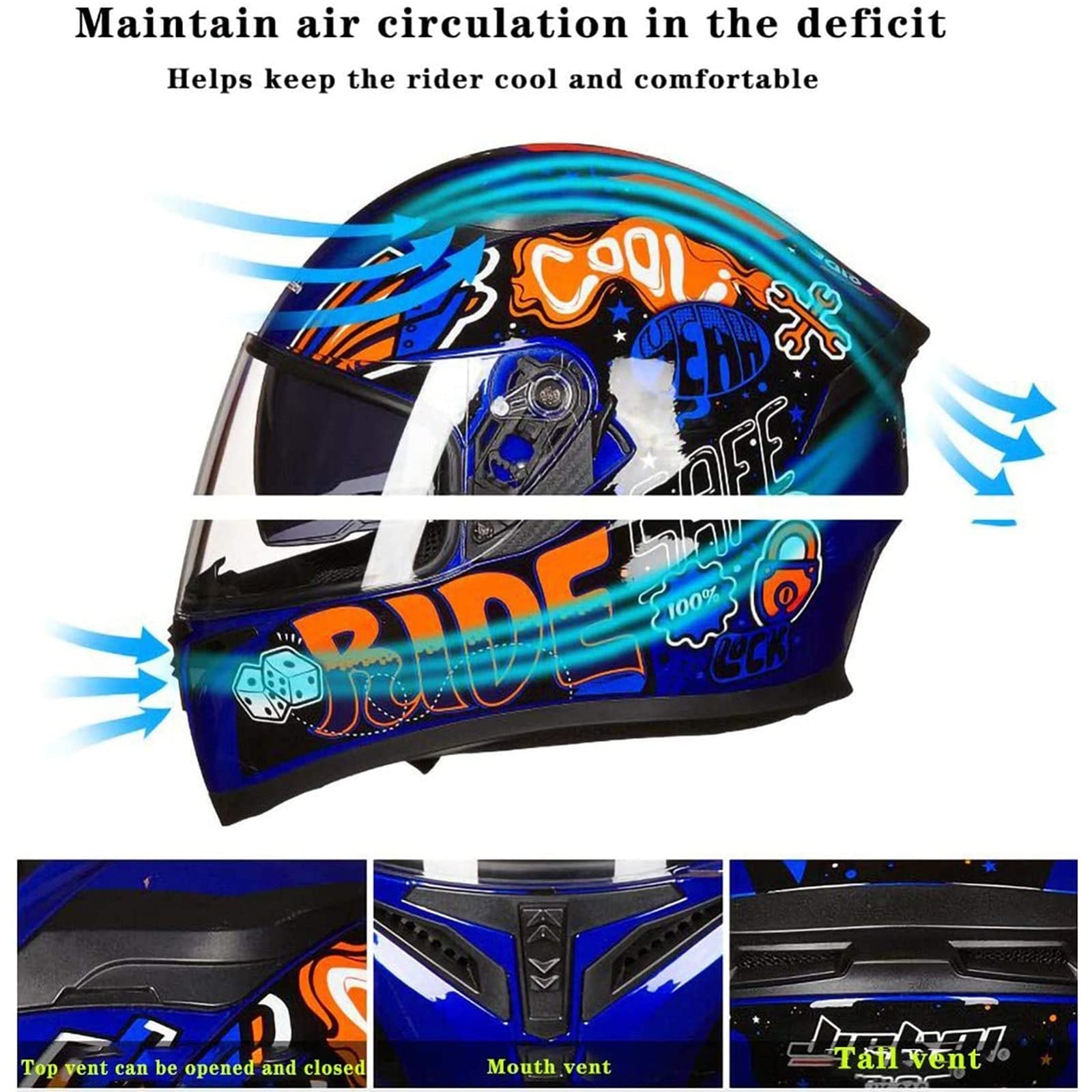 Casque Moto Intégral Certifié DOT/ECE - Double Visière, Ventilation - Pour Scooter, Motocross, Cyclomoteur - Taille M à XXL