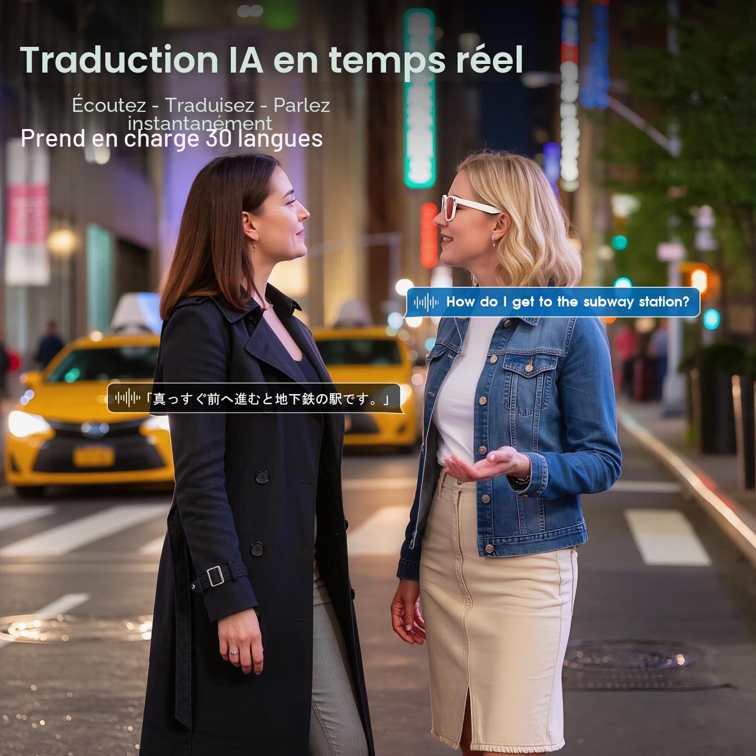 AI Smart Glasses 4K Caméra HD 290 mAh 800 W Lunettes de caméra avec Enregistrement vidéo, Traduction simultanée/Identification d'objet GPT, Verres de Protection UV400 Contre la lumière Bleue