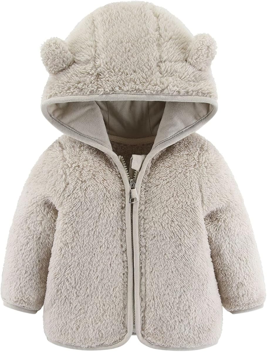 uhnmki Baby Girls Boys Winter Coats Toddler Warm Fleece Hooded Jackets Newborn Baby Girl Clothes Cute Baby Boy Girl